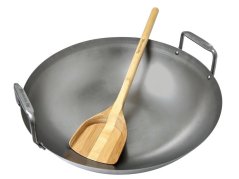 Big Green Egg - Wok karbonová pánev s bambusovou špachtlí
