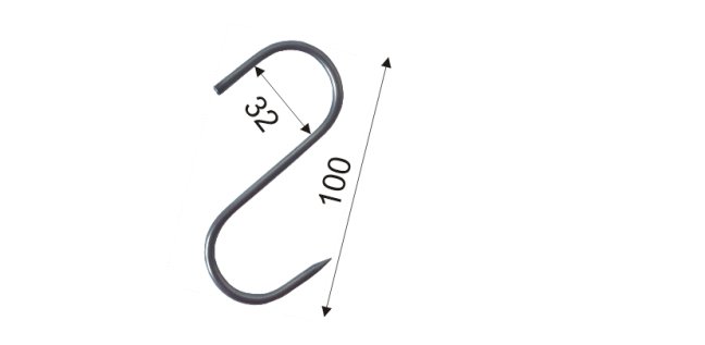 Kov - Háček na uzení - tvar S (4 mm)