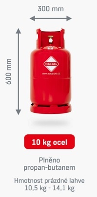 Tomegas - Plynová lahev + 10 kg PROPAN/BUTAN